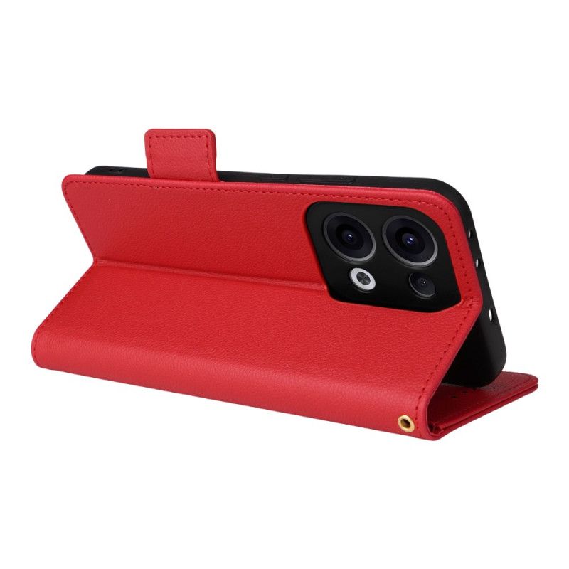 Kožený Kryt Na Oppo Reno 13 5g Řemínek Z Umělé Kůže Liči