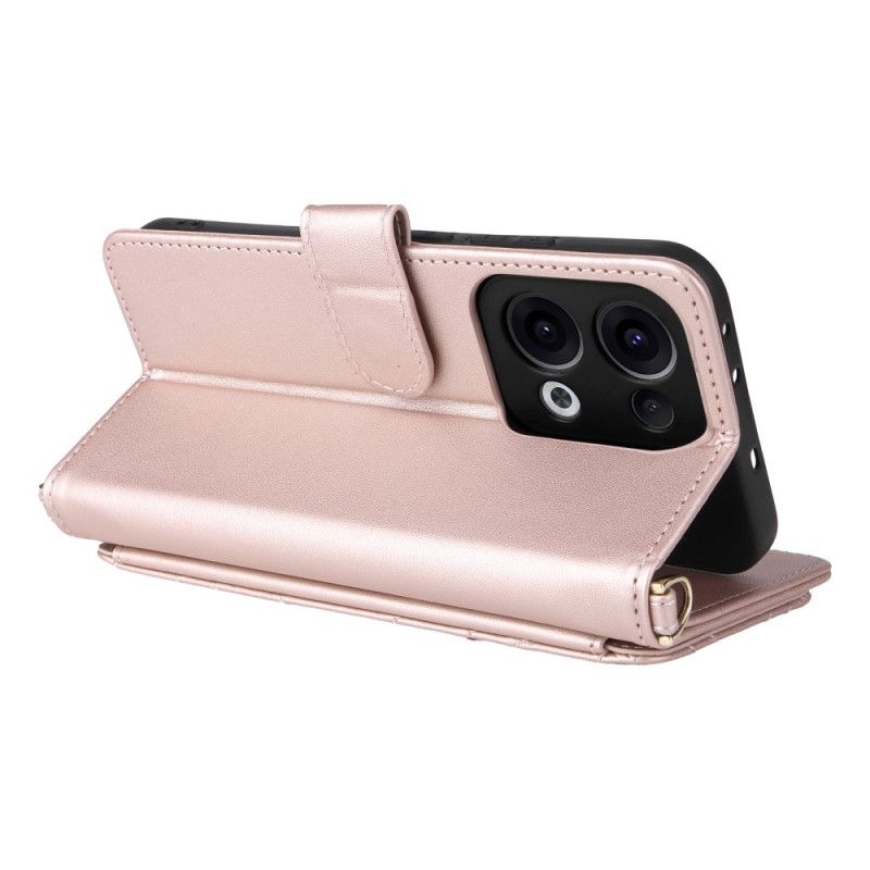 Kožený Kryt Na Oppo Reno 13 5g Retro Design S Popruhem A Ramenním Popruhem