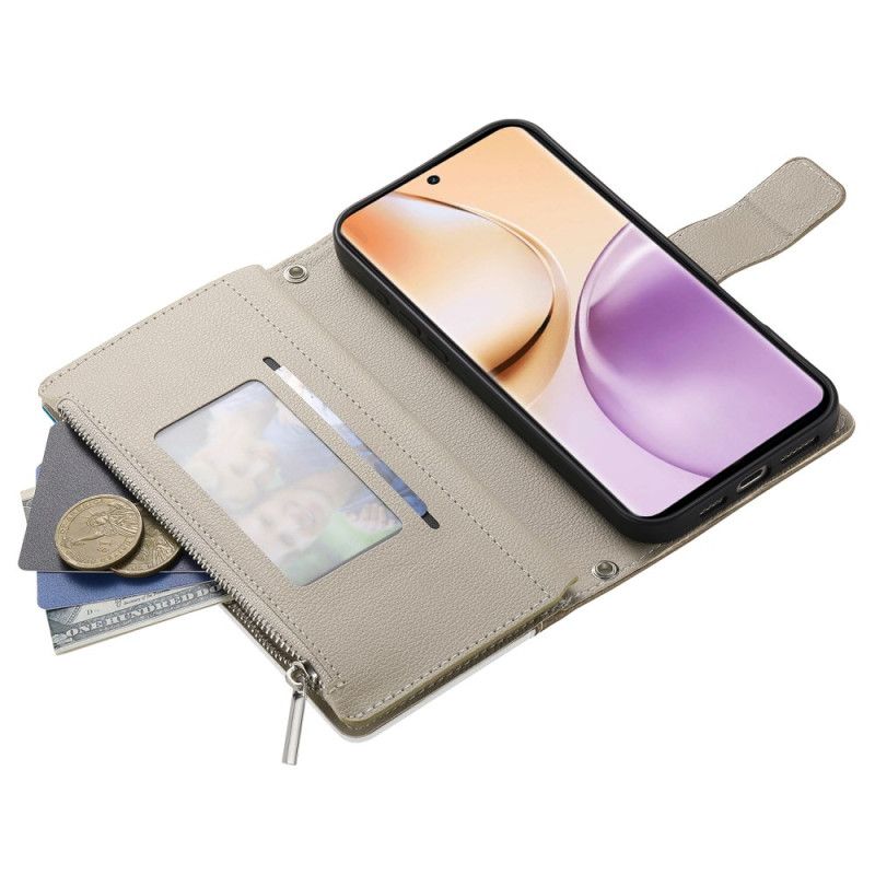 Kožený Kryt Na Realme 14 5g Dvoubarevná S Páskem