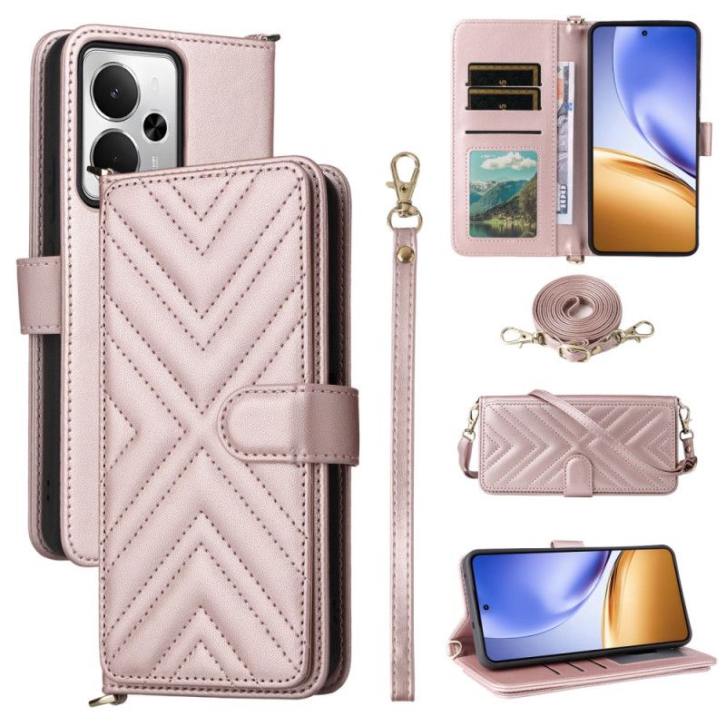 Kožený Kryt Na Realme 14 5g Popruh A Ramenní Popruh