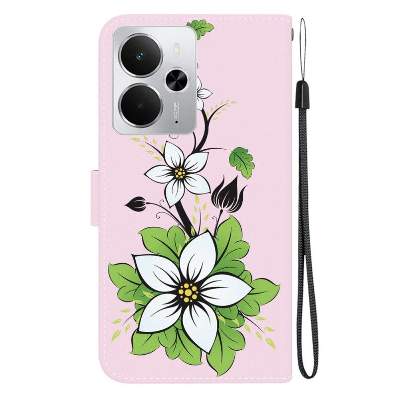 Kožený Kryt Na Realme 14 5g Vzor Lilie