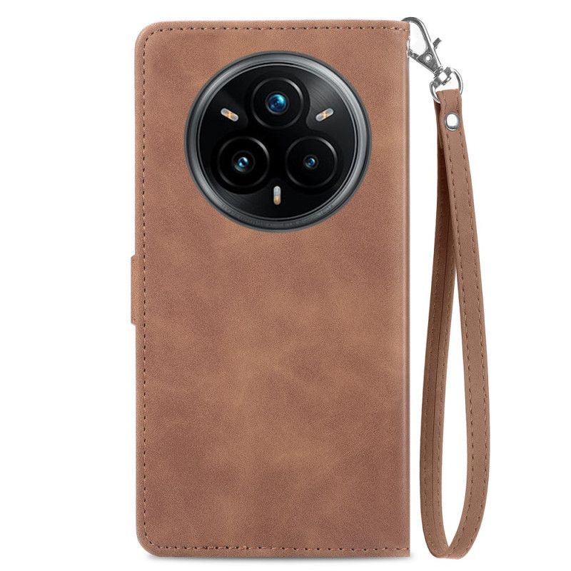 Kožený Kryt Na Realme 14 Pro 5g Semišový Efekt Krajka Pouzdro A Popruh