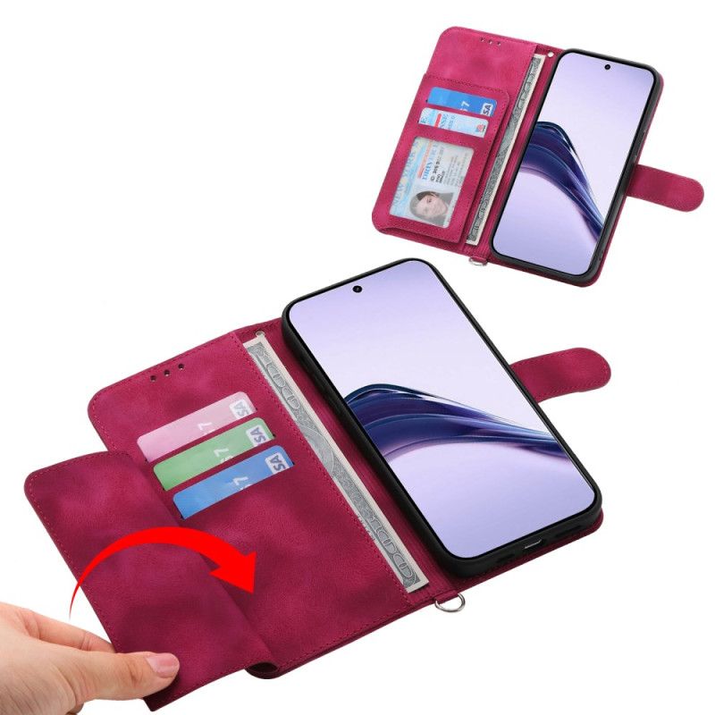 Kožený Kryt Na Realme 14 Pro Plus 5g Krajka Semišový Efekt S Popruhem A Ramenním Popruhem