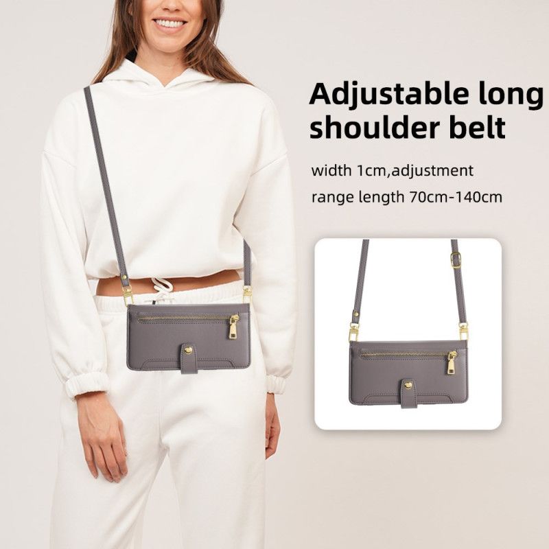 Kožený Kryt Na Realme 14 Pro Plus 5g Peněženka Se Šňůrkou A Ramenním Popruhem