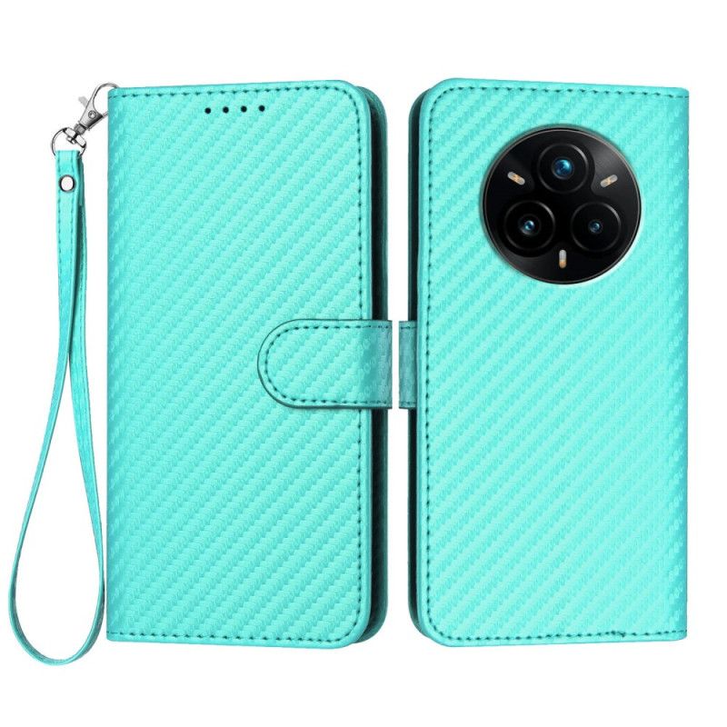 Kožený Kryt Na Realme 14 Pro Plus 5g Řemínek Z Uhlíkových Vláken