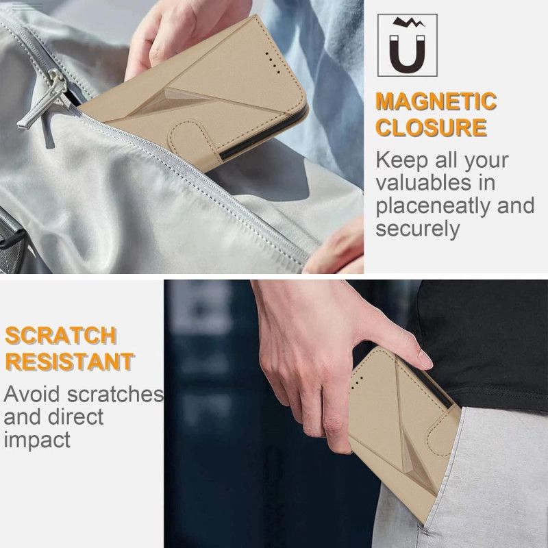 Kožený Kryt Na Realme 14 Pro Plus 5g Trojúhelníkový Vzor