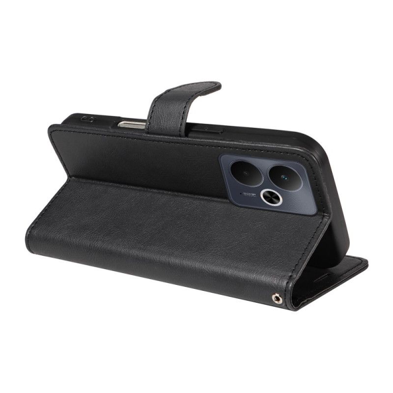 Kožený Kryt Na Realme 14t 5g Efekt Hladké Kůže S Popruhem