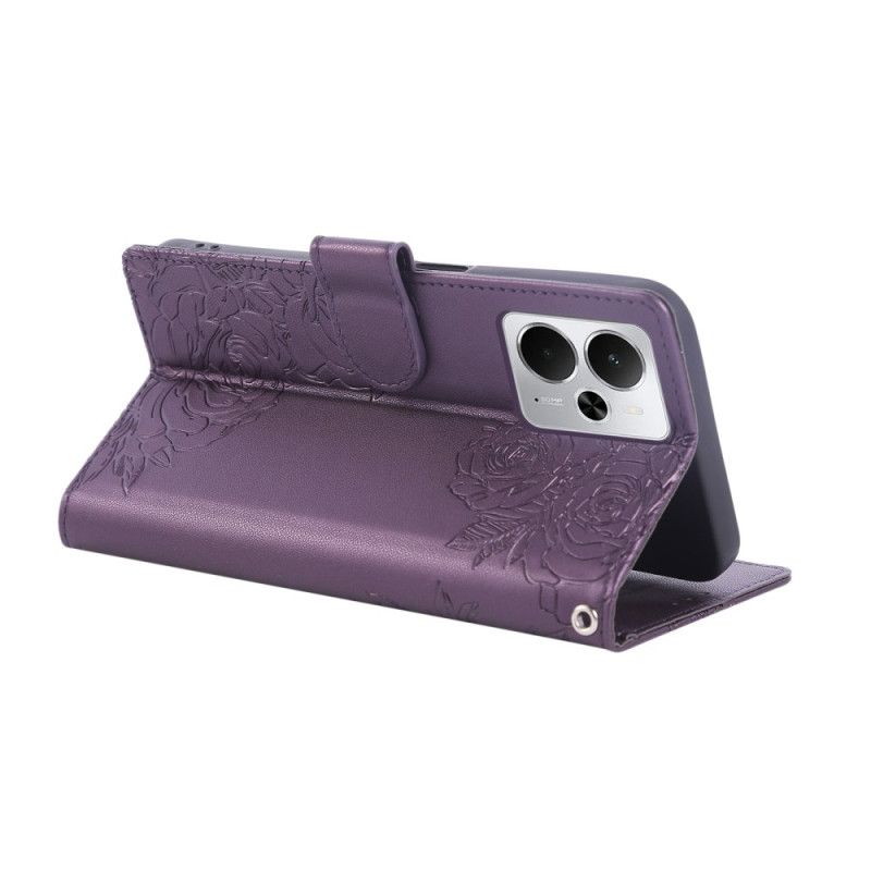 Kožený Kryt Na Realme 14t 5g Krajkové Květiny