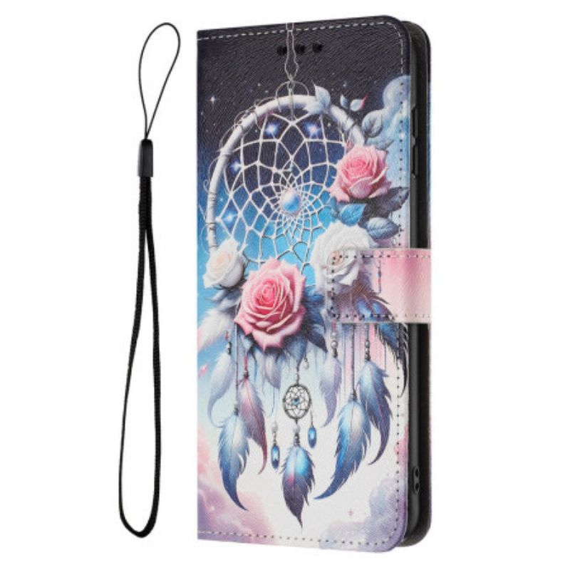 Kožený Kryt Na Realme 14t 5g Květinový Vzor A Lapač Snů