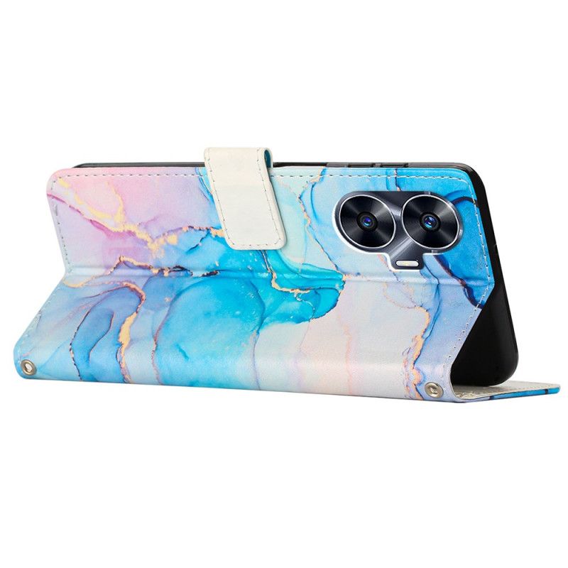 Kožený Kryt Na Realme C55 Mramor Se Šňůrkou