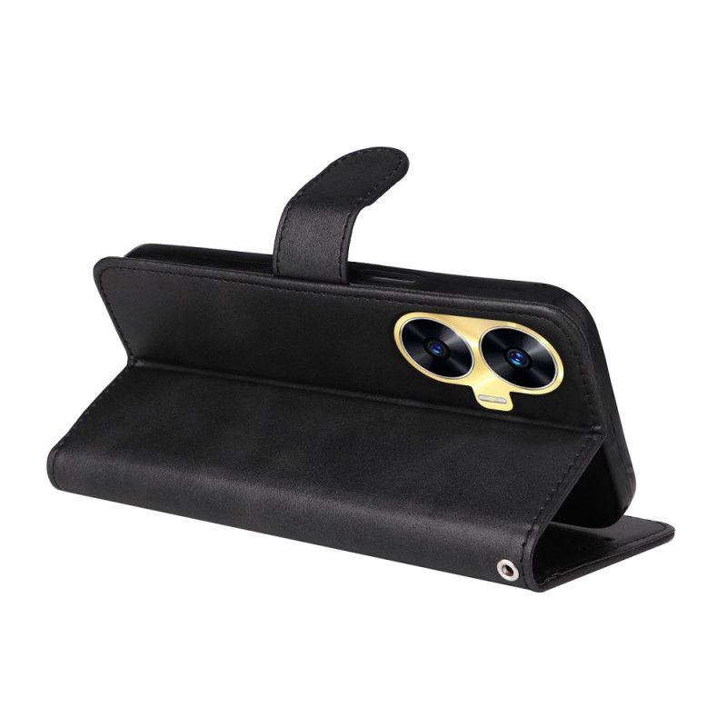 Kožený Kryt Na Realme C55 Řemínek S Koženou Texturou