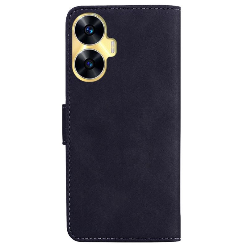 Kožený Kryt Na Realme C55 Viditelné Prošívání