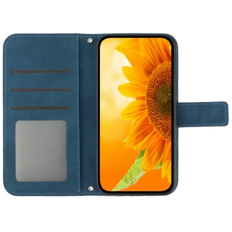 Kožený Kryt Na Realme C75 Kabelka Přes Rameno S Potiskem Motýlů