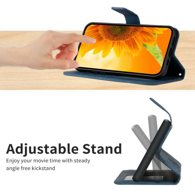 Kožený Kryt Na Realme C75 Kabelka Přes Rameno S Potiskem Motýlů