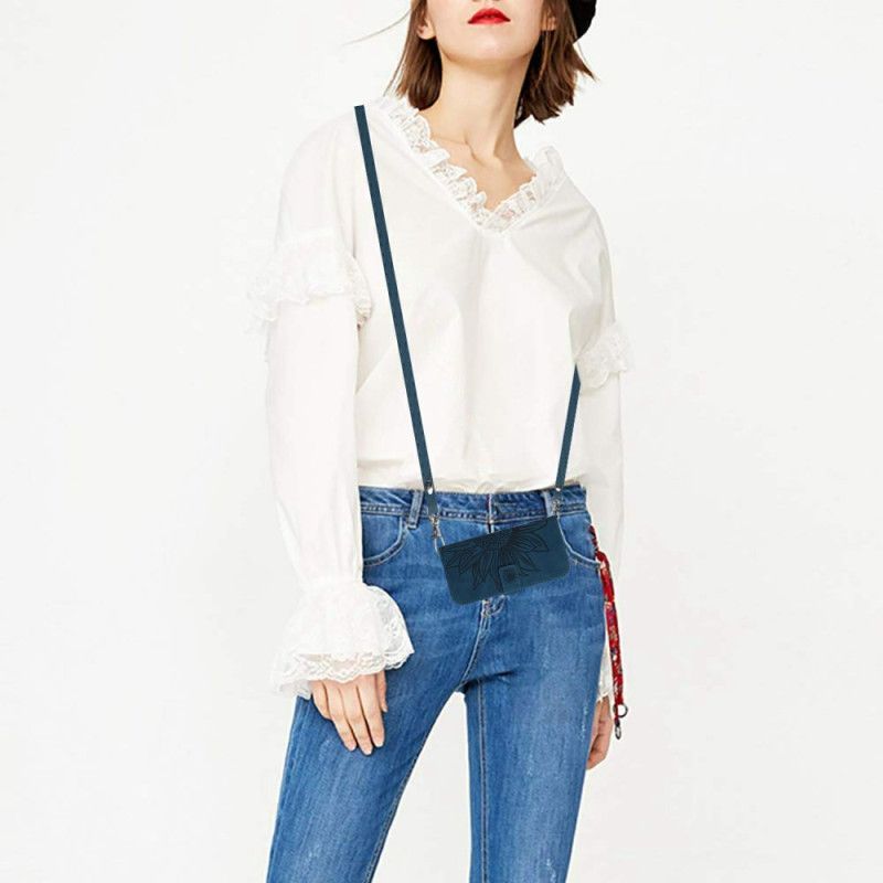 Kožený Kryt Na Realme C75 Kabelka Přes Rameno S Potiskem Motýlů