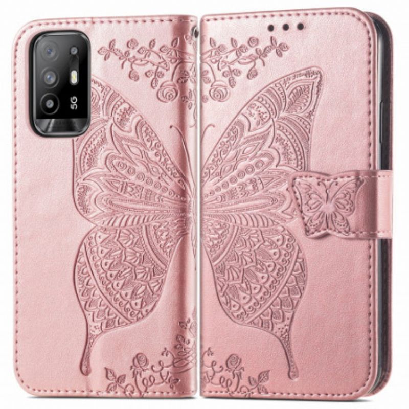 Kožený Kryt Oppo A94 5g Poloviční Motýli
