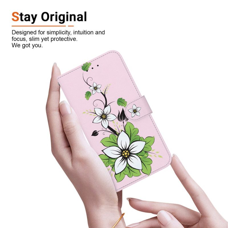 Kožený Kryt Oppo Reno 11 5g Lily Print S Popruhem