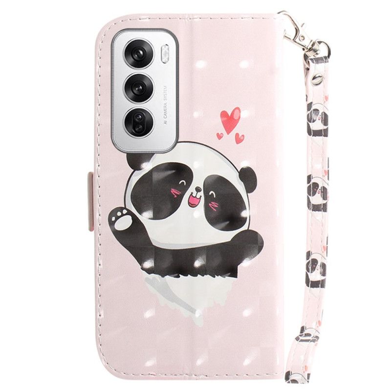 Kožený Kryt Oppo Reno 12 5g Panda Love With Strap