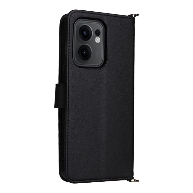 Kožený Kryt Oppo Reno 13f 4g / 5g / 13 Fs 5g Prémiové Retro Pouzdro Na Rameno A Šňůrka