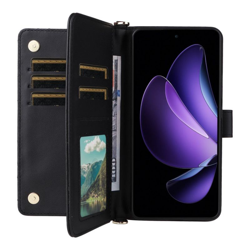 Kožený Kryt Oppo Reno 13f 4g / 5g / 13 Fs 5g Prémiové Retro Pouzdro Na Rameno A Šňůrka