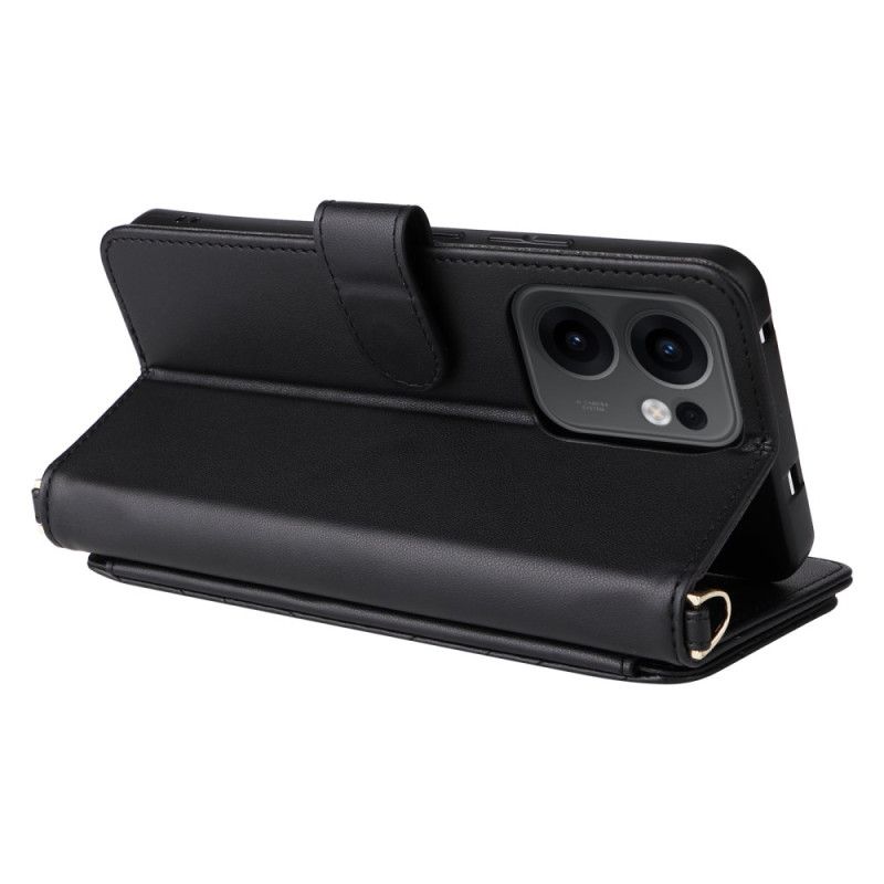 Kožený Kryt Oppo Reno 13f 4g / 5g / 13 Fs 5g Prémiové Retro Pouzdro Na Rameno A Šňůrka