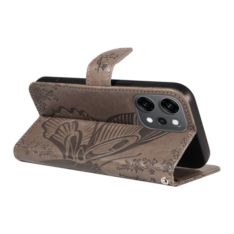 Kožený Kryt Oppo Reno 14 Pro 5g Grafický Motýl