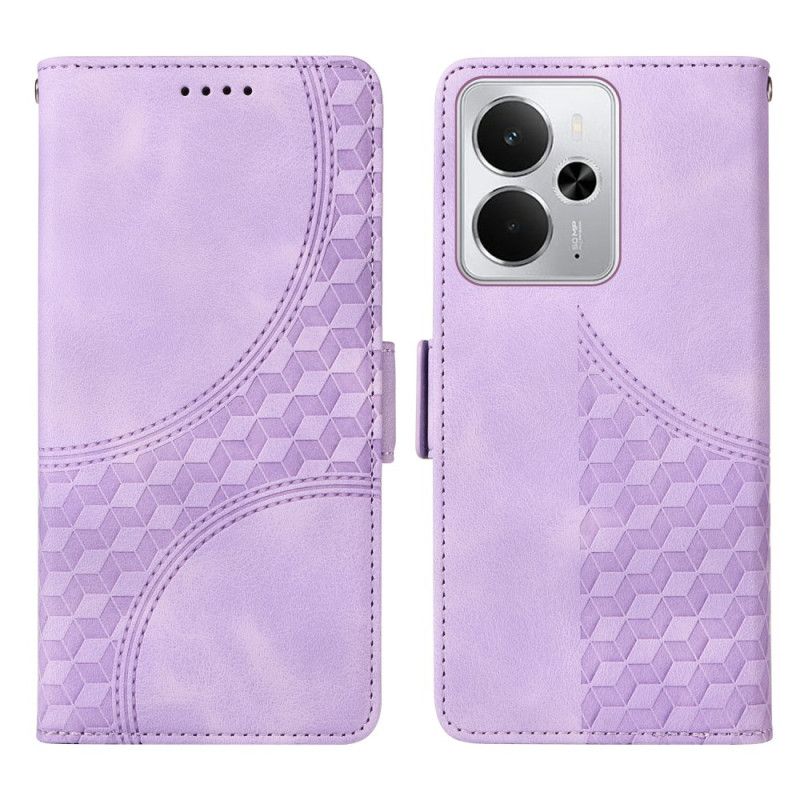 Kožený Kryt Realme 14 5g Kosočtvercový Vzor