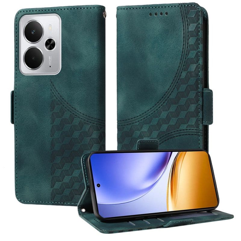 Kožený Kryt Realme 14 5g Kosočtvercový Vzor