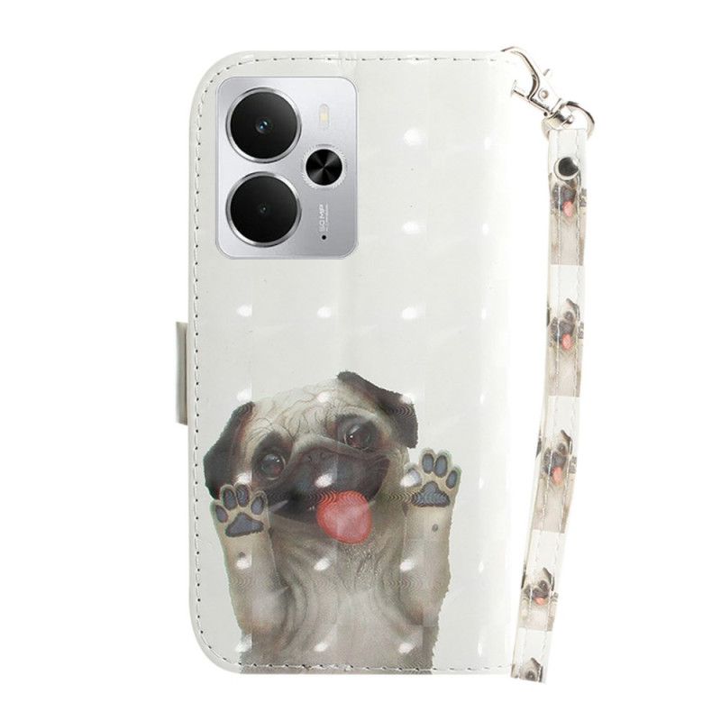 Kožený Kryt Realme 14 5g Mops Se Šňůrkou