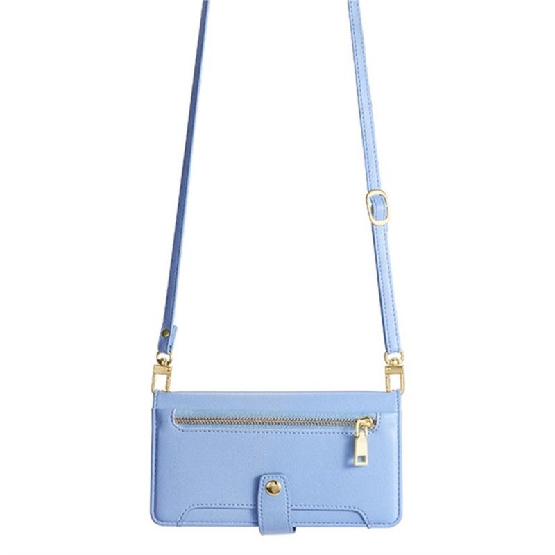 Kožený Kryt Realme 14 5g Peněženka Na Zip S Popruhem A Ramenním Popruhem