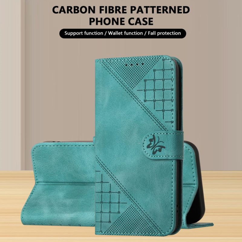 Kožený Kryt Realme 14 5g Popruh S Motýlím Vzorem