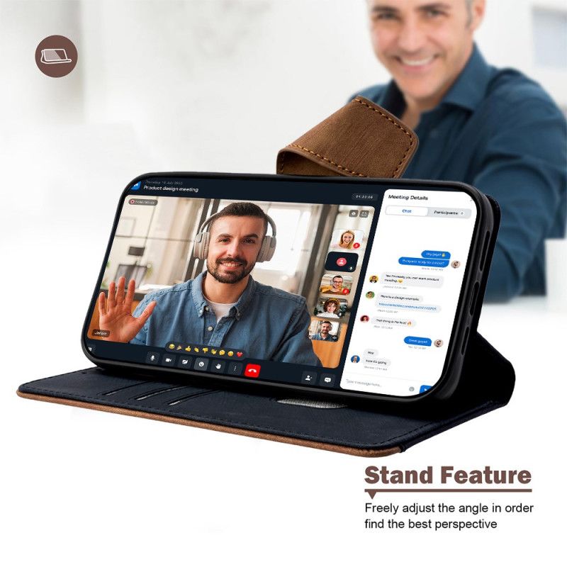 Kožený Kryt Realme 14 Pro 5g Dvoubarevné Rfid Blokování