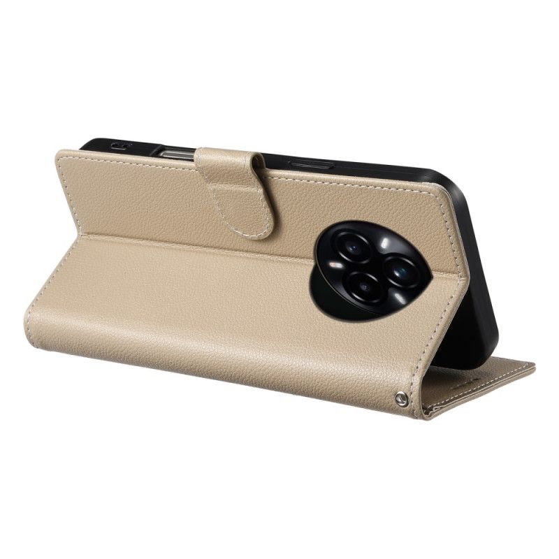 Kožený Kryt Realme 14 Pro 5g Jednobarevný Kožený Efekt S Páskem