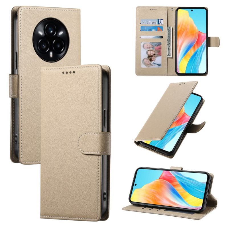 Kožený Kryt Realme 14 Pro 5g Jednobarevný Kožený Efekt S Páskem