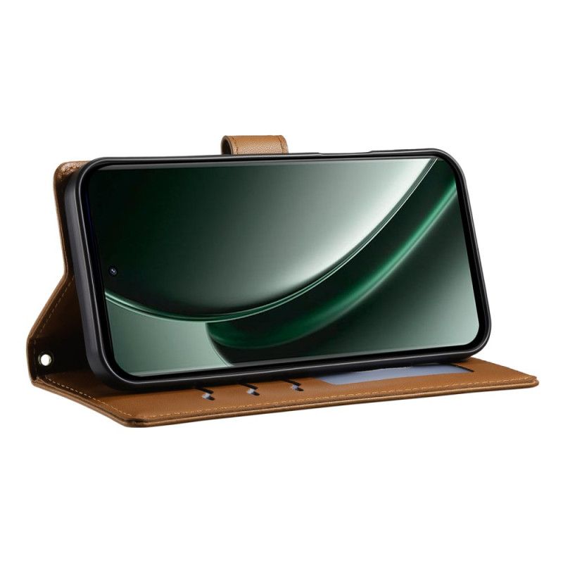 Kožený Kryt Realme 14 Pro Plus 5g Prošívané S Popruhem A Ramenním Popruhem