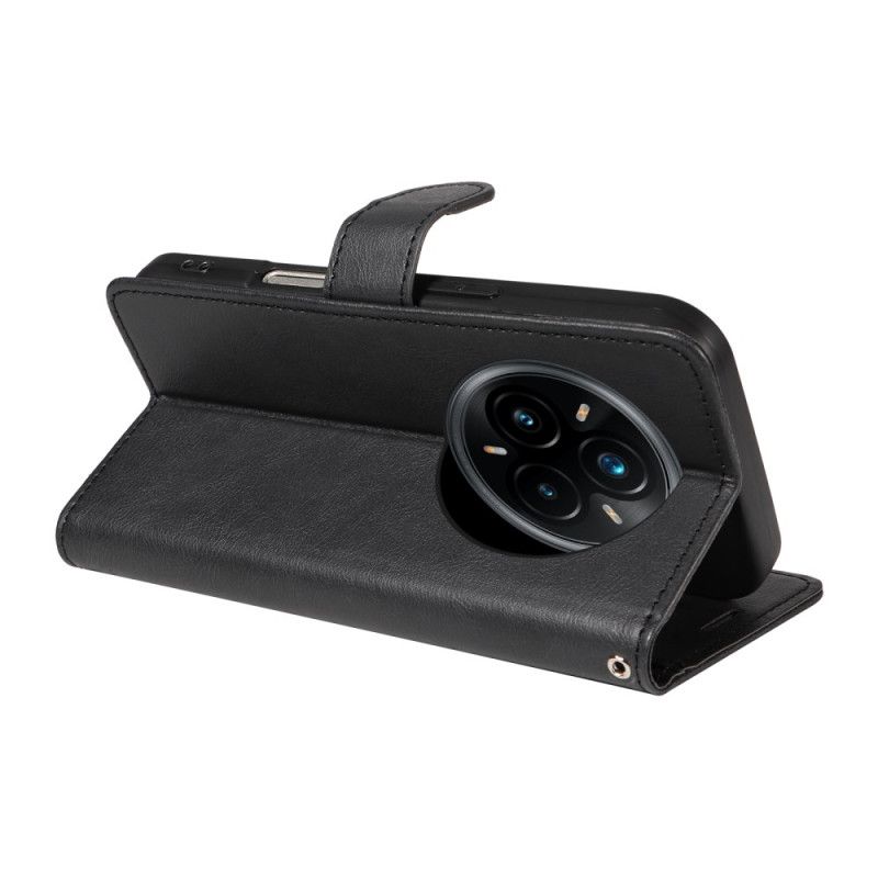 Kožený Kryt Realme 14 Pro Plus 5g Řemínek Z Obyčejné Umělé Kůže