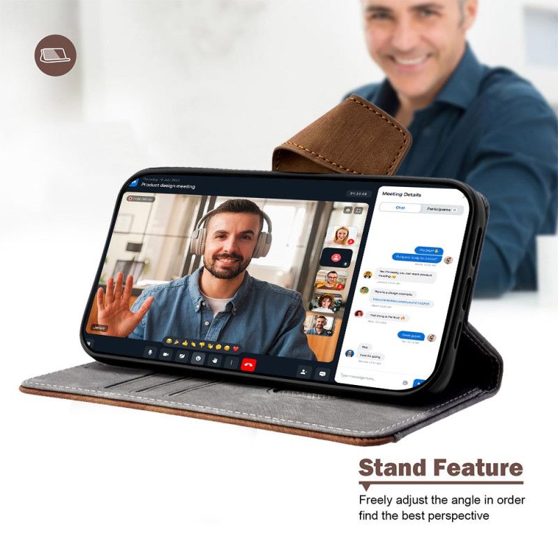 Kožený Kryt Realme 14 Pro Plus 5g Vintage Design S Rfid Blokováním