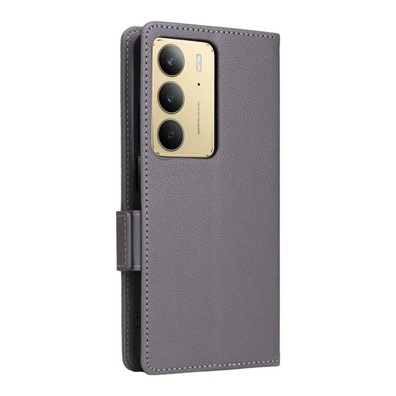 Kožený Kryt Realme 14x 5g Liči Umělá Kůže S Popruhem