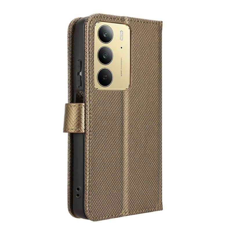 Kožený Kryt Realme 14x 5g Prošívání Ramínka