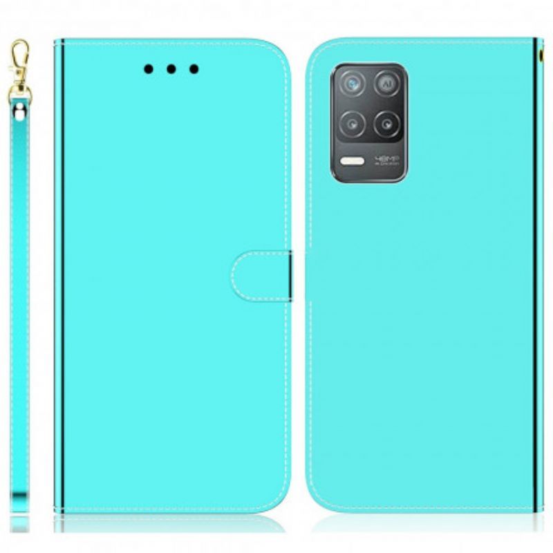 Kožený Kryt Realme 8 5g Kryt Zrcátka Z Umělé Kůže