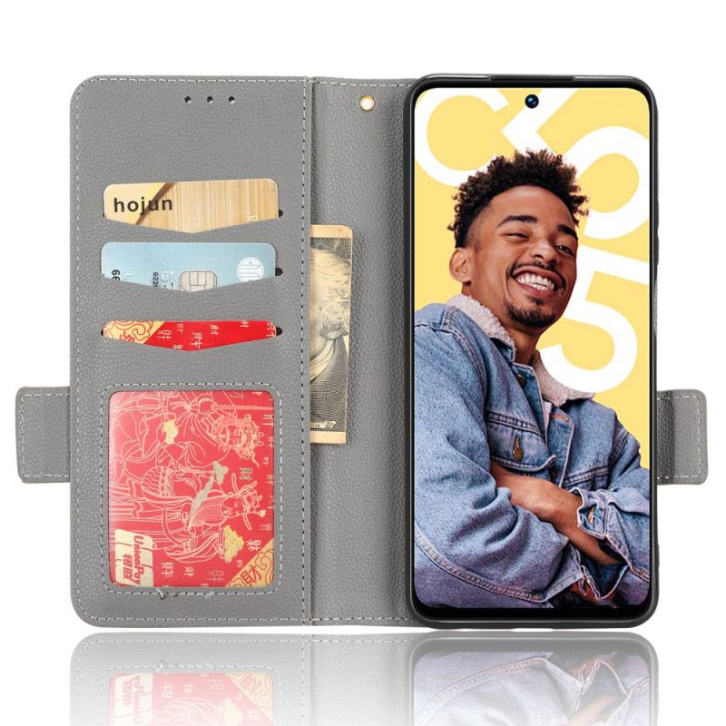 Kožený Kryt Realme C55 Peněženka S Úzkým Páskem