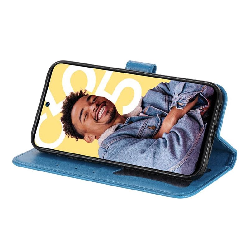 Kožený Kryt Realme C55 Řemínek S Květinovým Vzorem