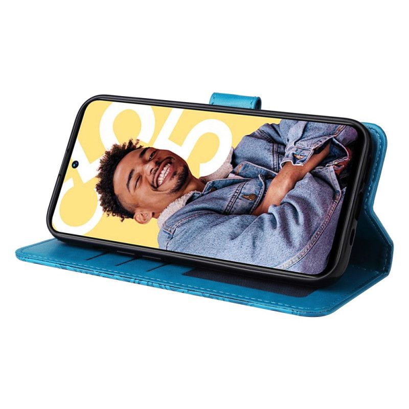 Kožený Kryt Realme C55 Řemínek Se Slunečnicovým Vzorem