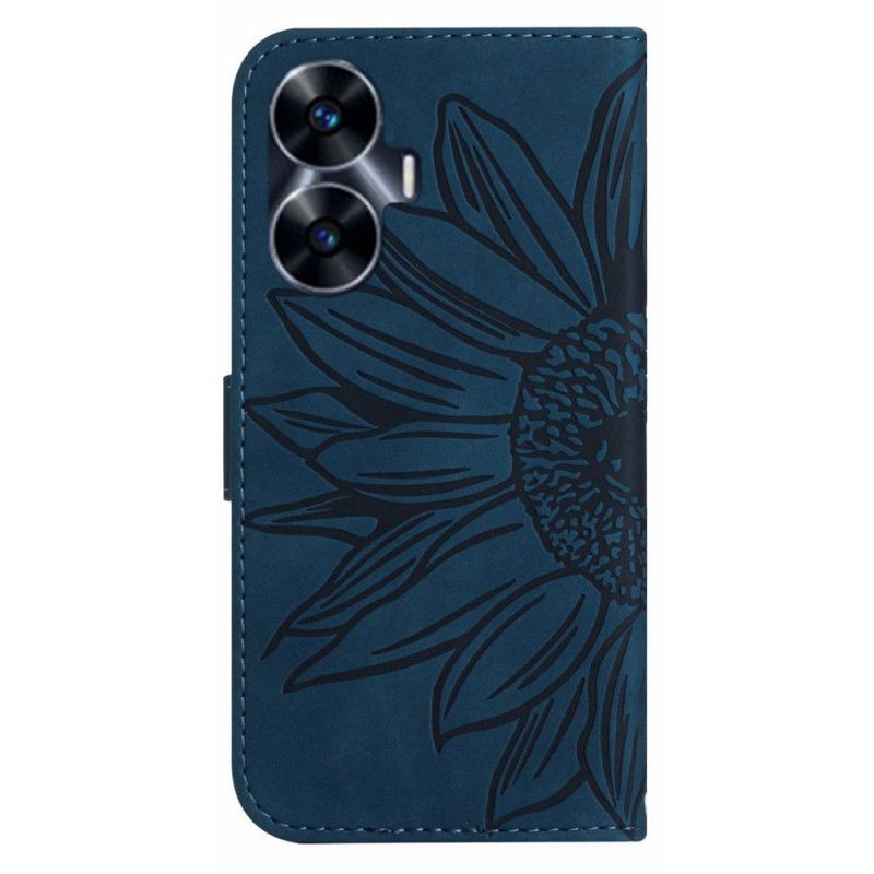 Kožený Kryt Realme C55 Taška Přes Rameno S Potiskem Slunečnic