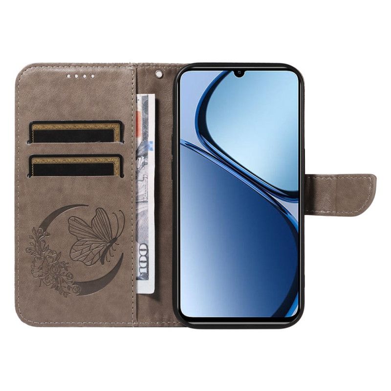 Kožený Kryt Realme C61 Grafický Motýl