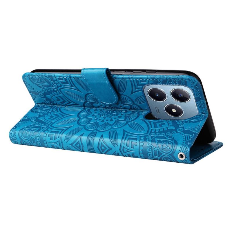 Kožený Kryt Realme C63 Slunečnicový Vzor