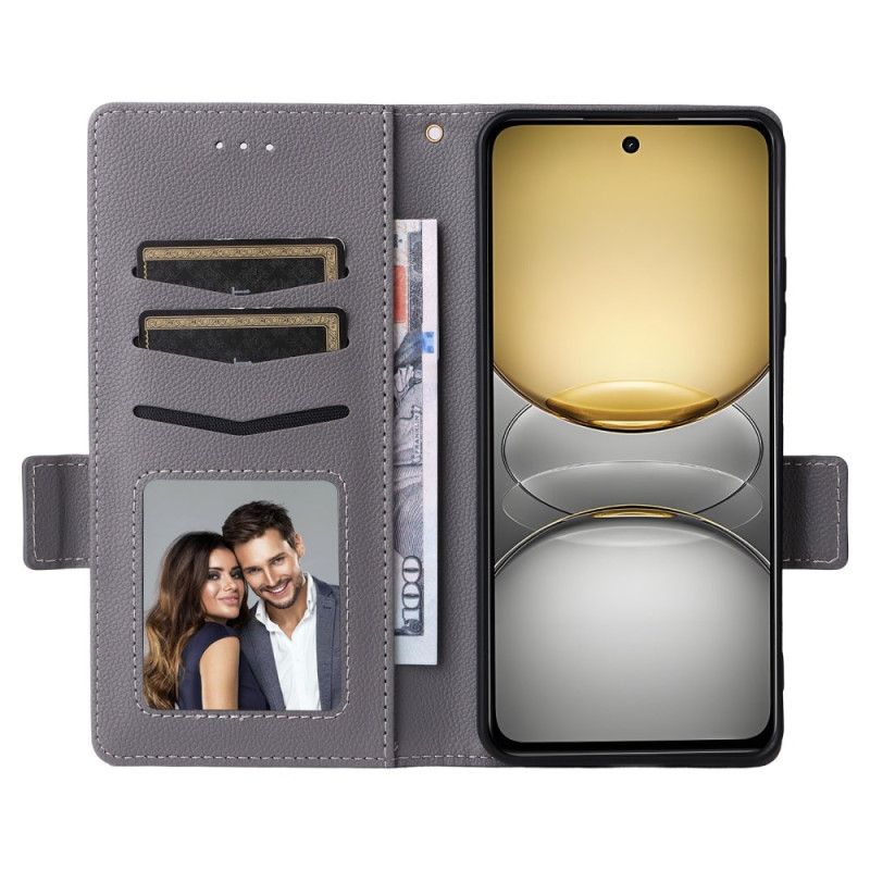 Kožený Kryt Realme C75 Liči Umělá Kůže S Páskem