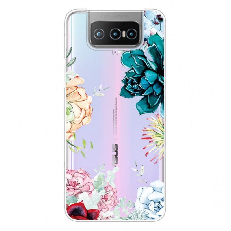 Kryt Asus Zenfone 7 / 7 Pro Průhledné Akvarelové Květiny