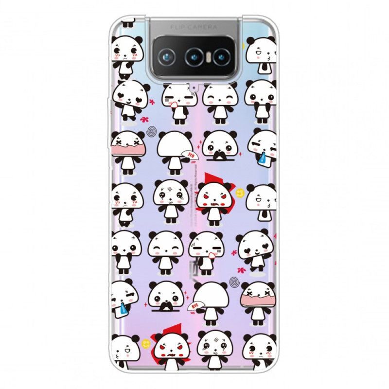 Kryt Asus Zenfone 7 / 7 Pro Průhledné Legrační Pandy