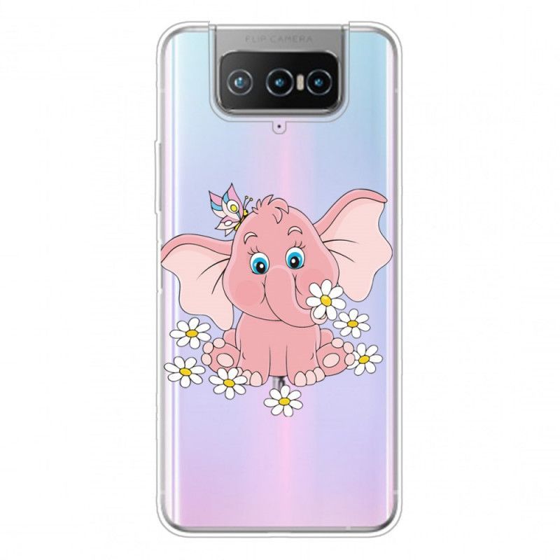 Kryt Asus Zenfone 7 / 7 Pro Průhledný Růžový Slon